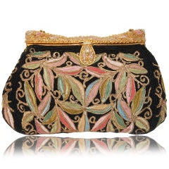 Beaded French Evening Purse with Ornate Beaded Frame