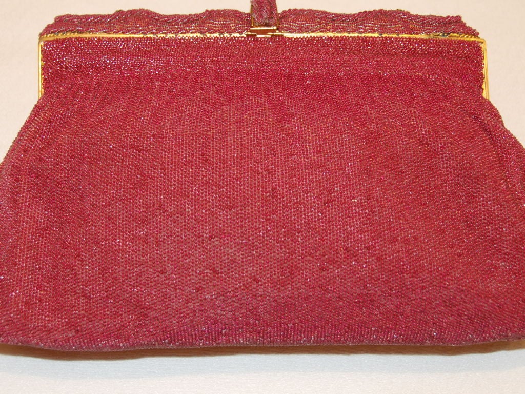 Finely Beaded Pink/Magenta Beaded Evening Bag