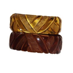 Antique Pair Art Deco Bakelite Hinged Bracelet/Cuffs