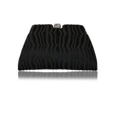 Black Satin Evening bag with Piping and Rhinetsone Clasp  Leiber
