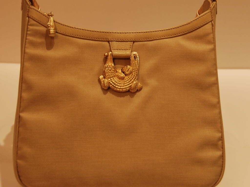 Brown Golden Cream Moire Kiseselstein-Cord Purse For Sale