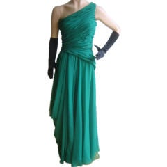 ARNOLD SCAASI Elegant Vintage One-Shoulder Goddess Gown Sz 4-6