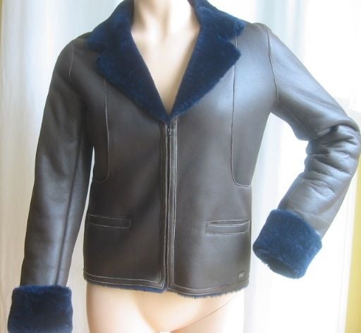 CHANEL Luxurious Shearling Leather Jacket Sz 2