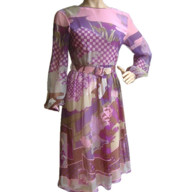 HANAE MORI Couture Label Vintage Silk Dress Sz 8