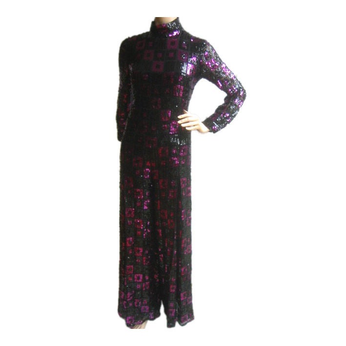 DIOR Couture Vintage Sequins Jumpsuit Sz 10