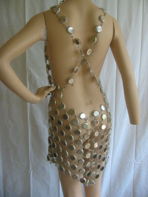 Women's Paco Rabanne Style Metal Link Bottle Cap Dress Sz 6-8