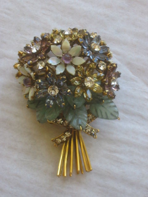 Iradj Moini Gorgeous Flower Bouquet Jeweled Pin
