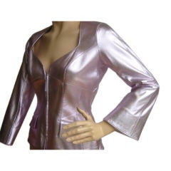 Thierry Mugler Couture  Metalic Silver Leather Vintage Jacket