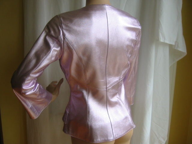 Thierry Mugler Couture  Metalic Silver Leather Vintage Jacket 1