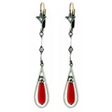Diamond and Coral Earrings
