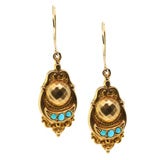 Yellow Gold and Turquoise Earrings