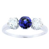 18k White Gold, Diamond, and Sapphire Ring
