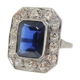 Victorian Platinum, Diamond, and Blue Sapphire Ring