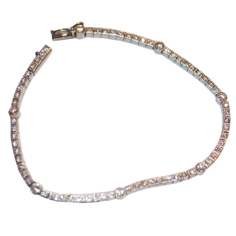 Art Deco Diamond White Gold Bracelet