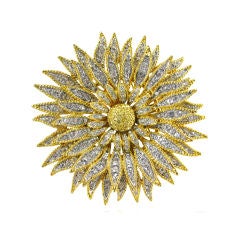 Kenneth Jay Lane Gilt and Paste Flower Brooch
