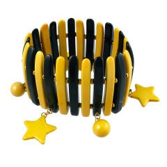 Vintage Rare Black and Yellow Bakelite Bracelet