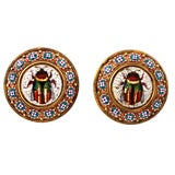 Antique Micromosaic Scarab Motif Earrings