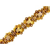 Antique Engraved Gold Bracelet set with Pearl and Citrine