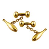 Skittle and Barbell Gold Cufflinks