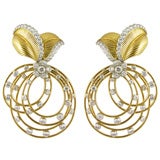 Cartier Gold and Diamond Day-to-Night  Hoop Earrings