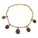 Antique Amethyst, Enamel and Gold Necklace