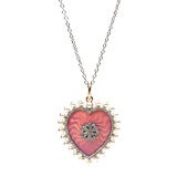 Cartier Pink Enamel, Pearl, and Diamond Heart Pendant
