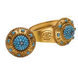 Etruscan Revival Turquoise and Diamond Set