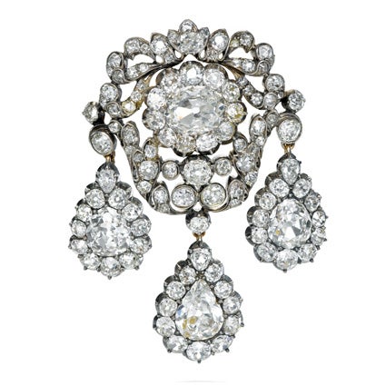 Large Antique Diamond Pendant Brooch