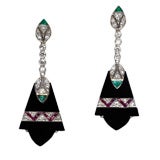 Art Deco Diamond and Onyx Earrings