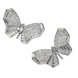 Diamond-Set Platinum Butterfly Earrings