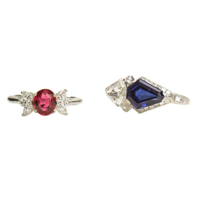 Tiffany & Co. Spinel Ring and Sapphire and Diamond Ring For Sale