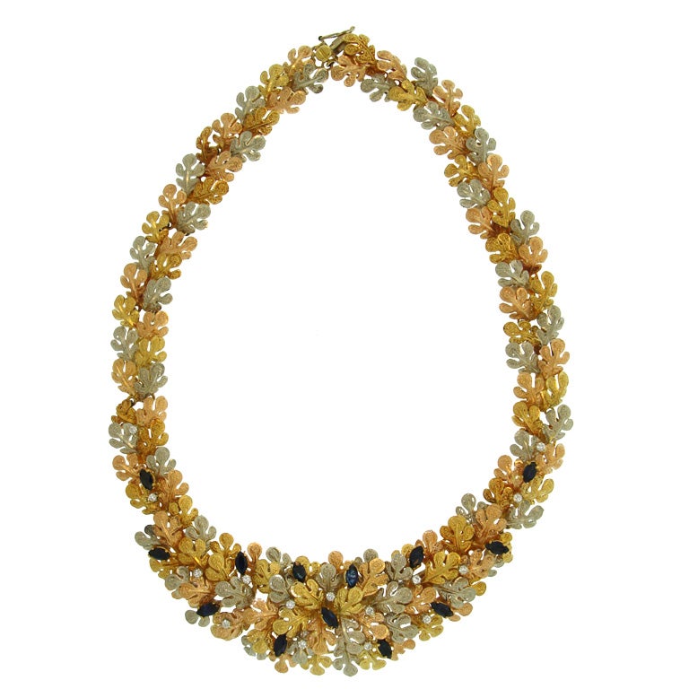 18K yellow and white gold necklace set For Sale at 1stDibs
