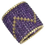 Custom designed 18K gold and amethyst expanding bracelet