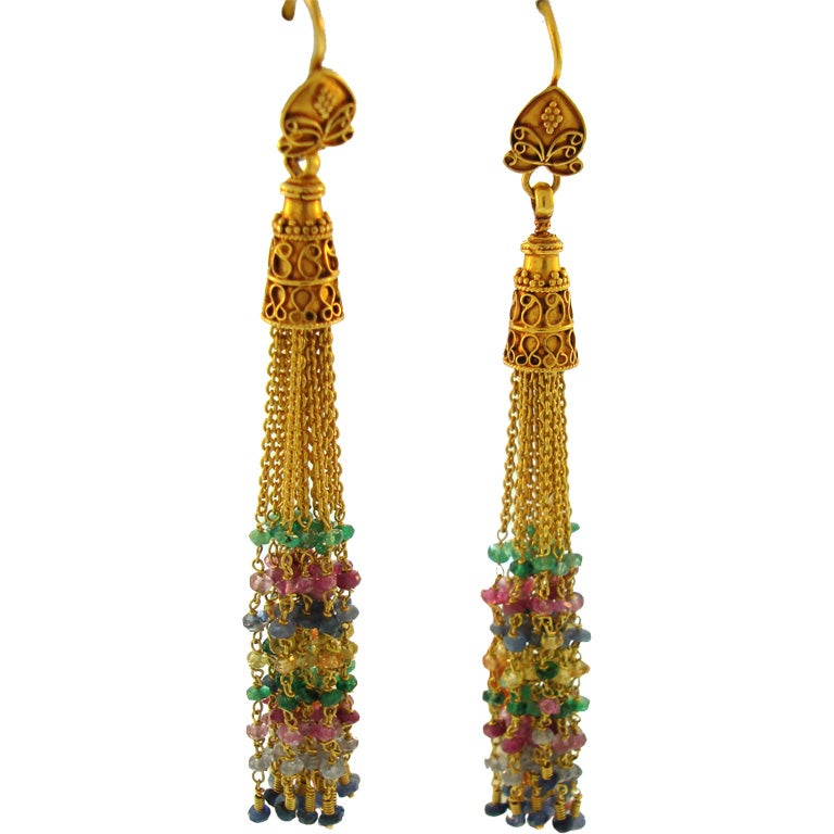 Contemporary Gold Tassel Earrings For Sale at 1stDibs
