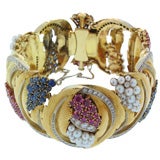 18K diamond, ruby, sapphire and pearl Omega watch bracelet