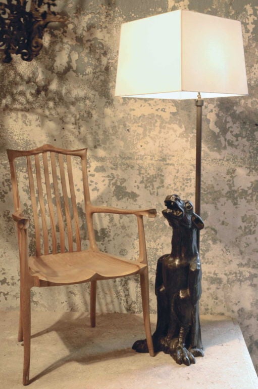 GARGOYLE FLOOR LAMP<br />
Cast in bronze, based on a 19th century gargoyle removed from a New York City building.
