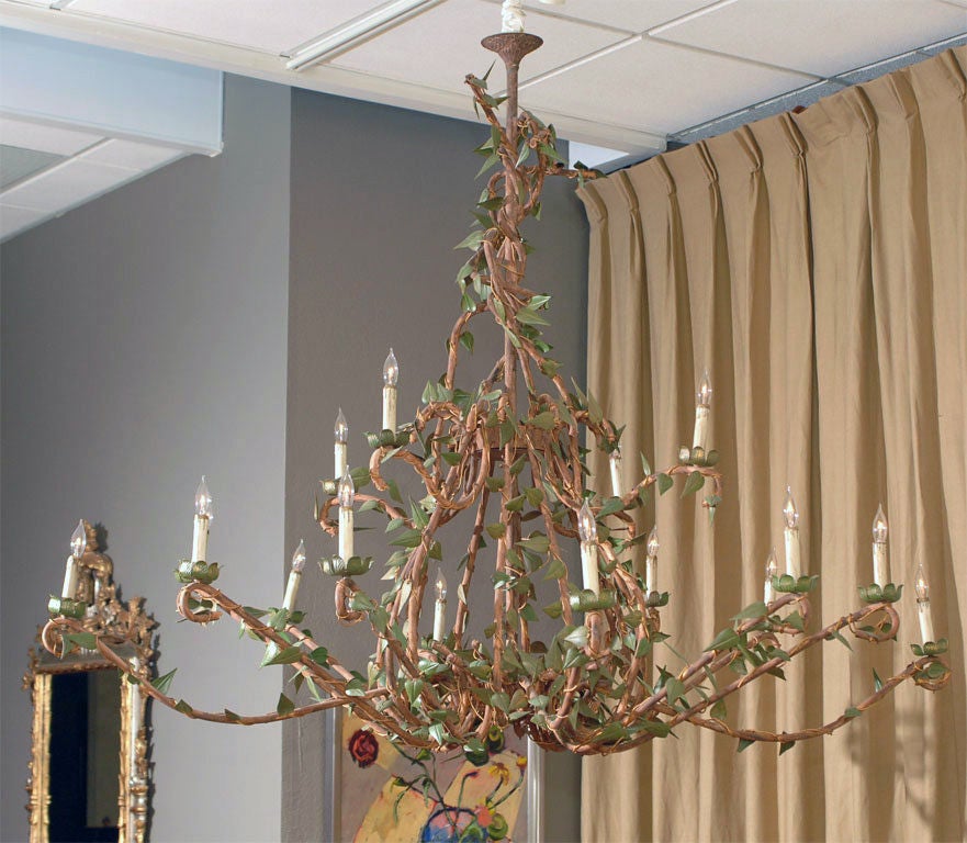 Rococo Style Tole Sixteen Light Chandelier