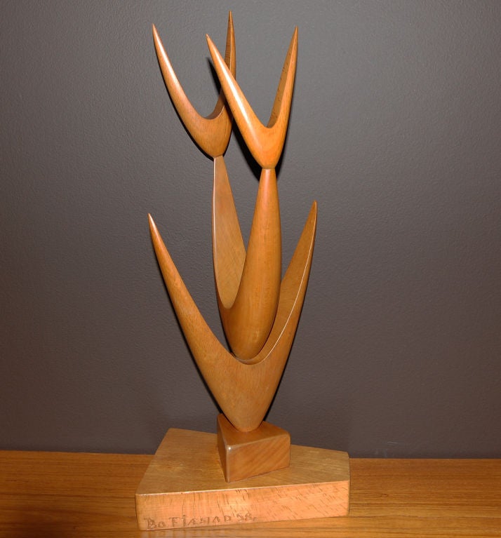 Mid-Century Modern Swedish Sculpture of Hand-Sculpted Beech Wood by Bo Fjaestad In Good Condition For Sale In Atlanta, GA