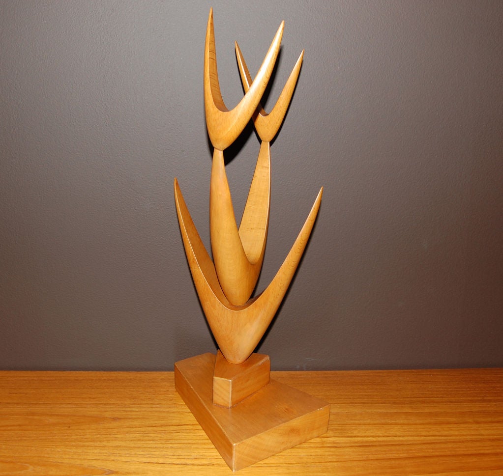 Mid-20th Century Mid-Century Modern Swedish Sculpture of Hand-Sculpted Beech Wood by Bo Fjaestad For Sale