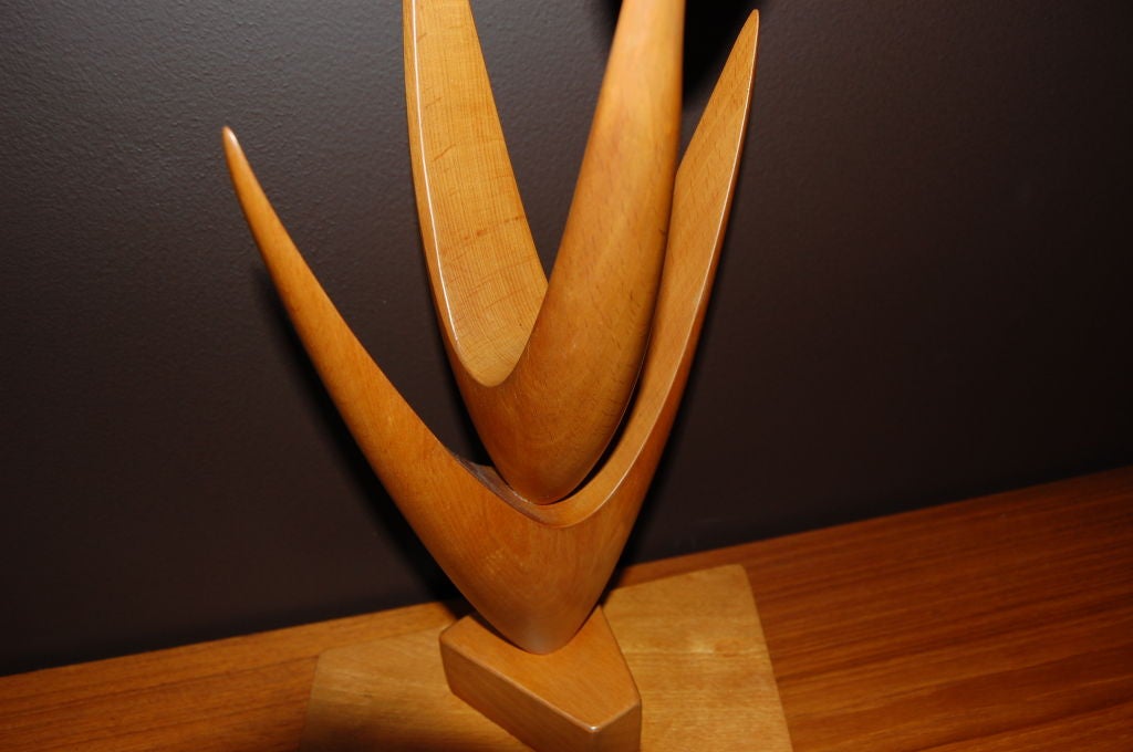Mid-Century Modern Swedish Sculpture of Hand-Sculpted Beech Wood by Bo Fjaestad For Sale 2
