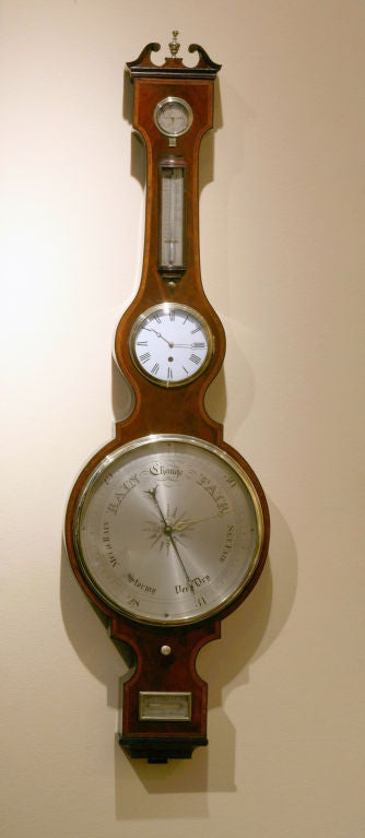 18th Century and Earlier Mahogany clock barometer For Sale