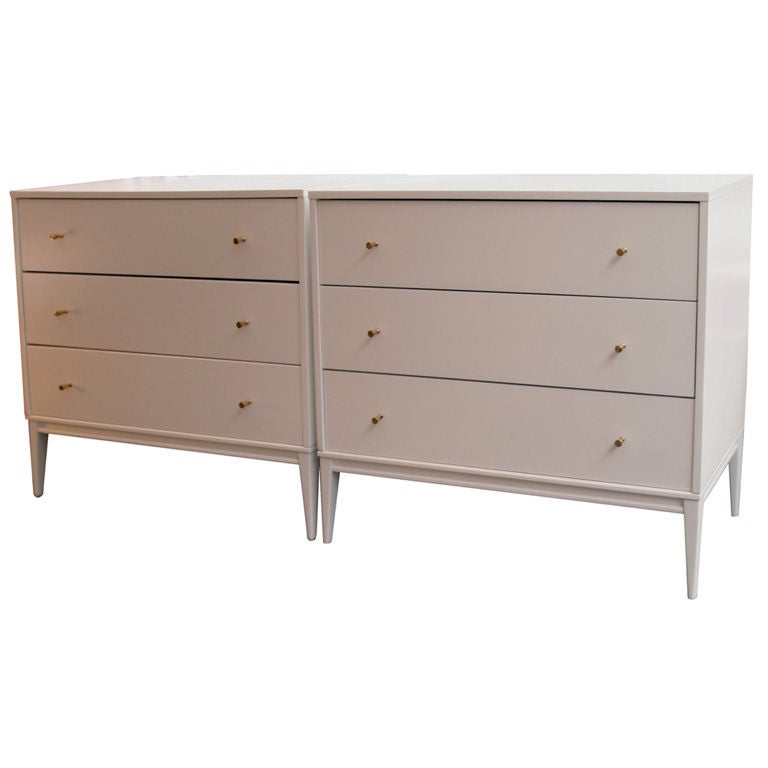 Pair of Paul McCobb White Lacquer 3 Drawer Dressers 3