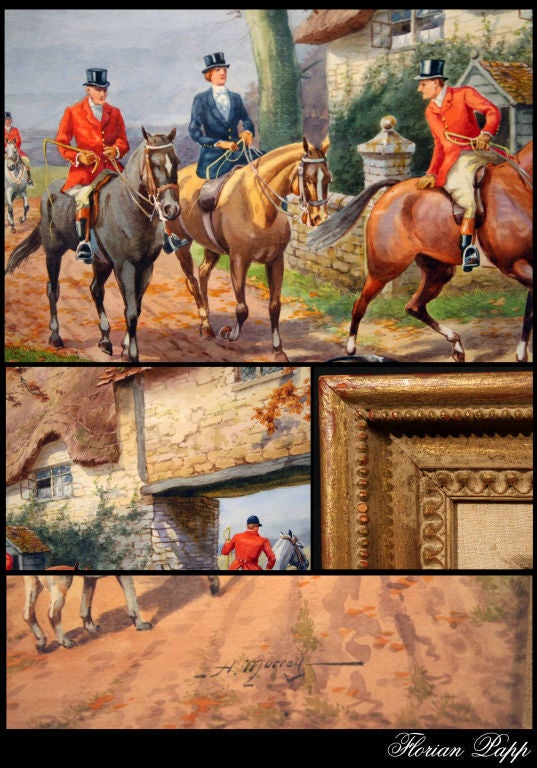 Set of Eight English Hunt Scene, Watercolor Paintings, Early 20th Century For Sale 2