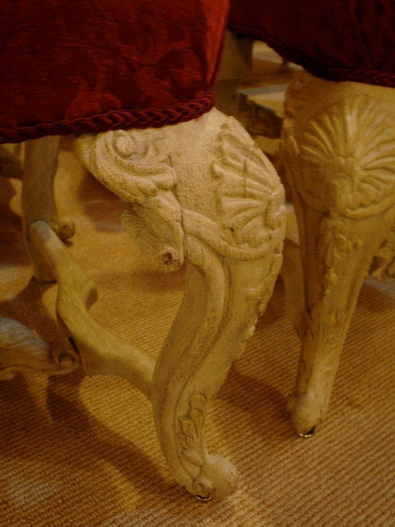 Portuguese Set of 6 Venetian Dining Chairs With Distressed Finiish