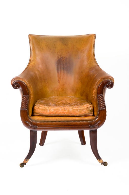 Mid 19th Century Mahogany Library Tub Back Chair