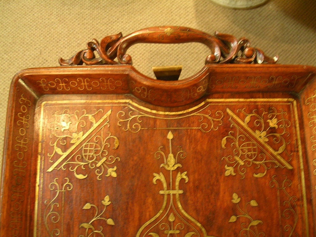Anglo-Indian Folding Tray Table With Brass Inlay 7