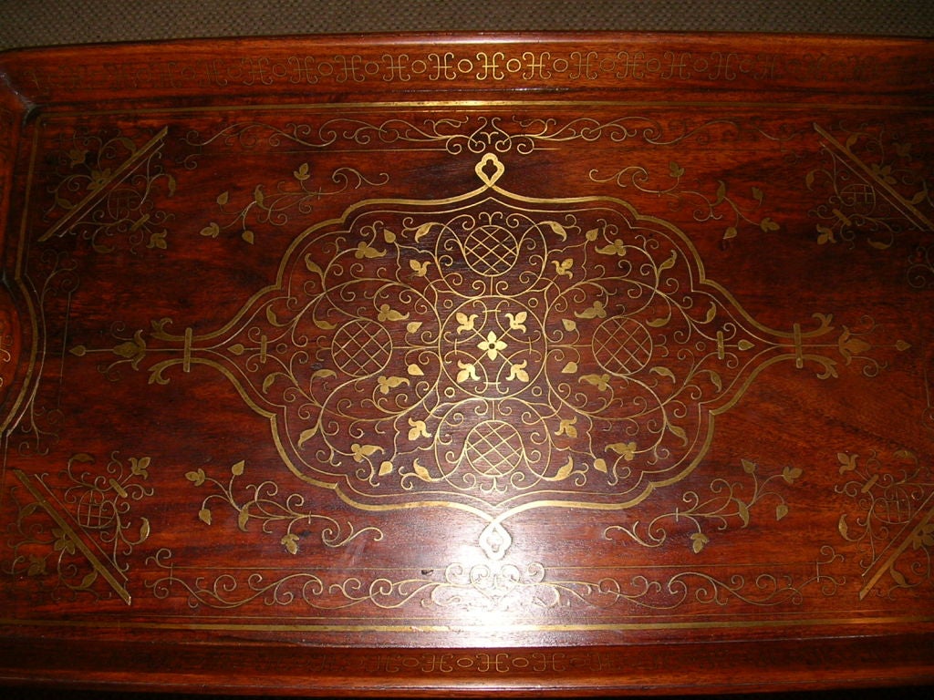 Anglo-Indian Folding Tray Table With Brass Inlay 5