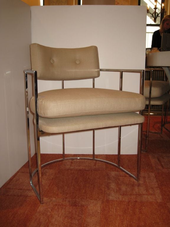 Set of Six Chrome Milo Baughman Dining Chairs