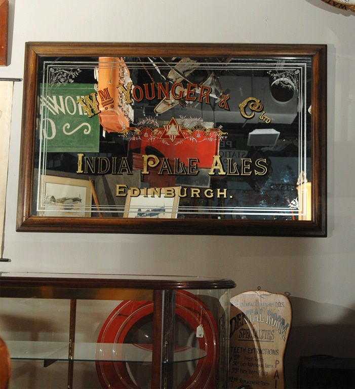 Scottish Huge Pub Mirror with Gold Leaf and Reverse Painted Letters