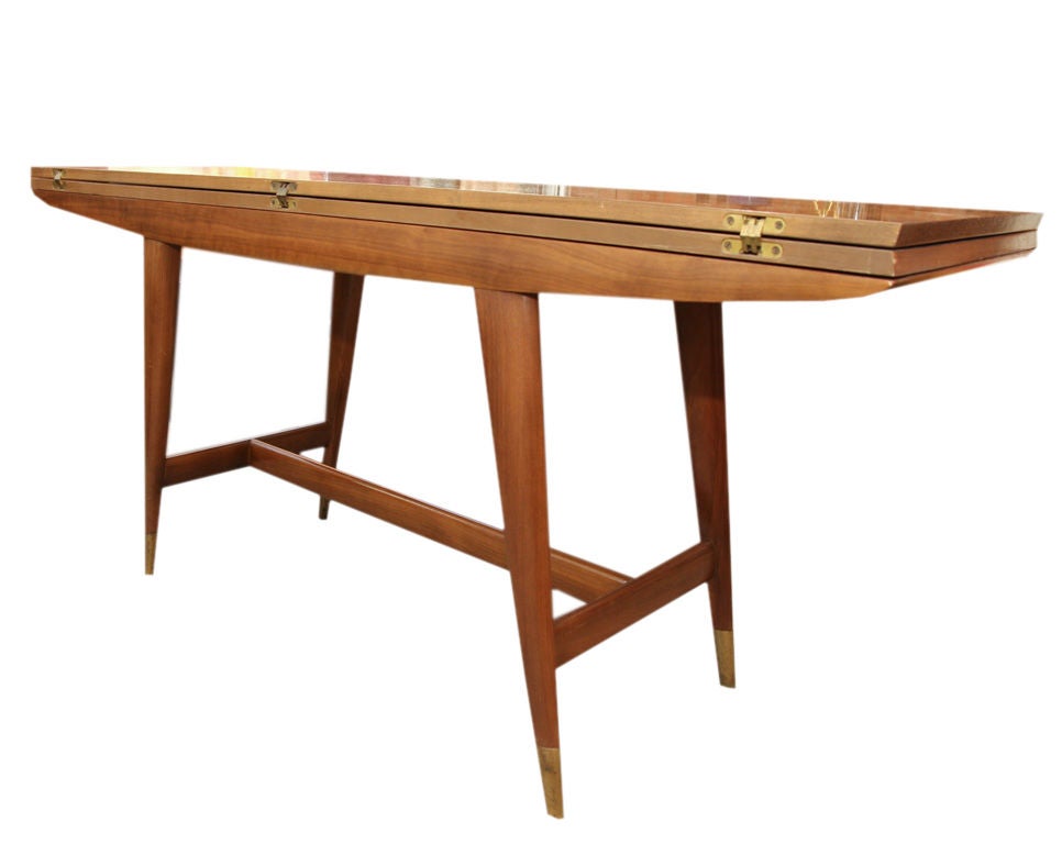 Gio Ponti Flip Top Walnut Dining Table For Singer and Sons 4